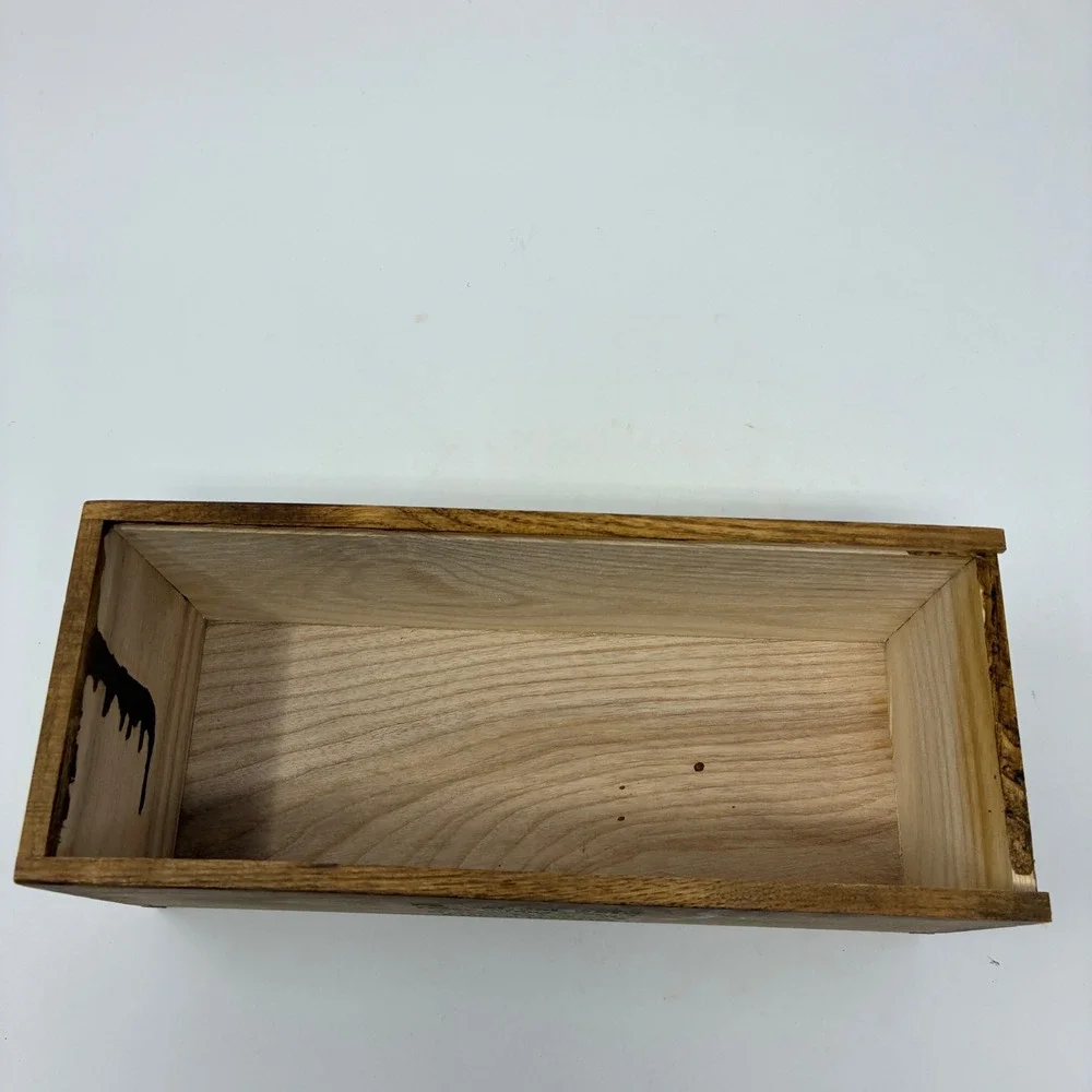 Restoration Hardware Provencal Bath Wooden‎ Storage Box Sliding Lid Rustic Brown